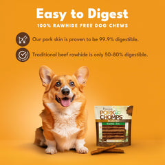 Pork Chomps: textura crujiente de piel de cerdo para perros activos