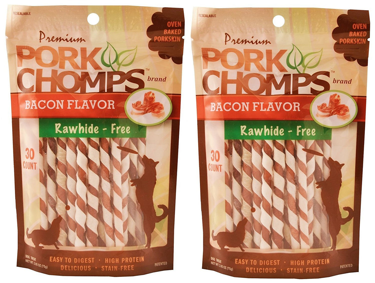 Pork Chomps Twists Mini, bocadillos crujientes para perros pequeños, ideal para entrenamiento.