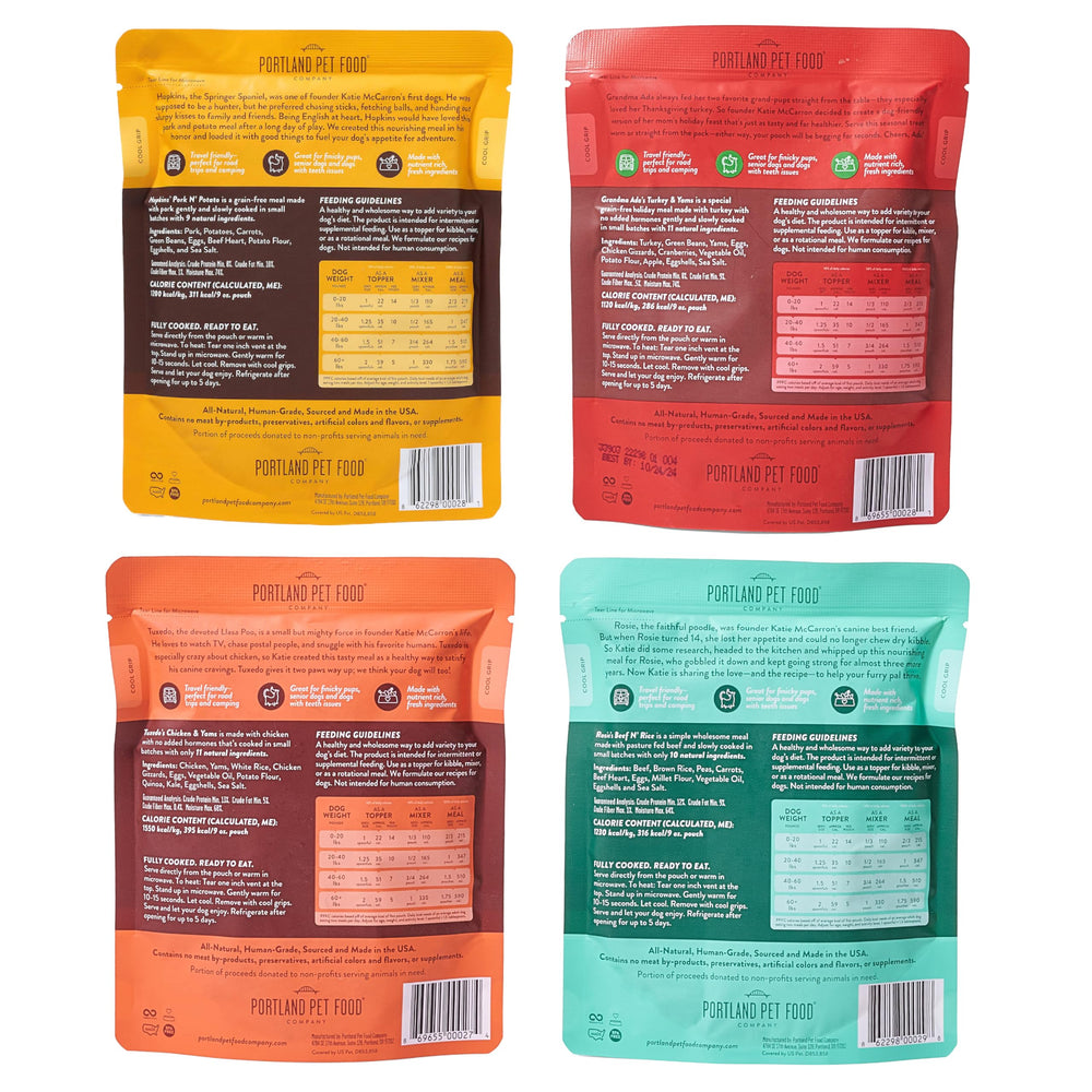 Portland Pet Food Company Comidas húmedas frescas para perros, listas para servir.
