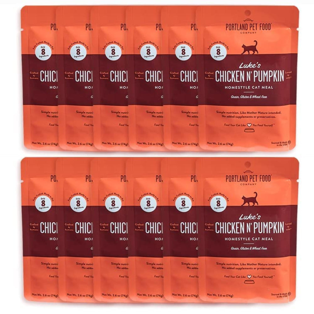 Portland Pet Food Company, bolsa de gato Luke's Chicken N' Pumpkin, comida húmeda de calidad
