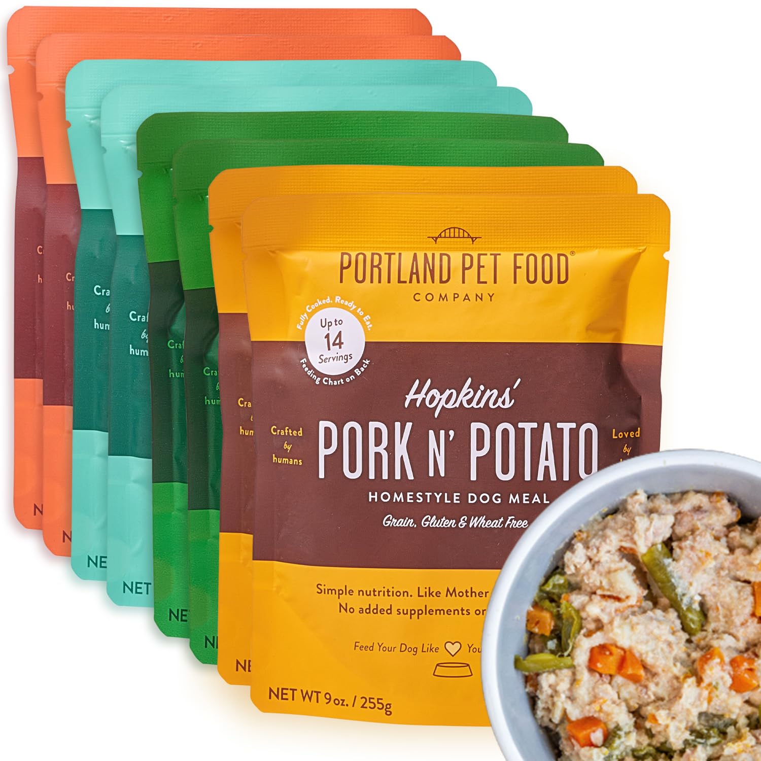 Portland Pet Food Company Rosies Res Arroz, topper de grado humano para perros selectos.