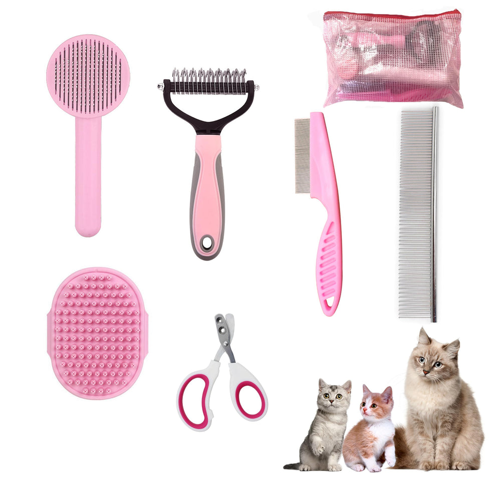 POSAPET kit de cepillos para gatos: conjunto de 6 herramientas para deslanado y desenredo diario