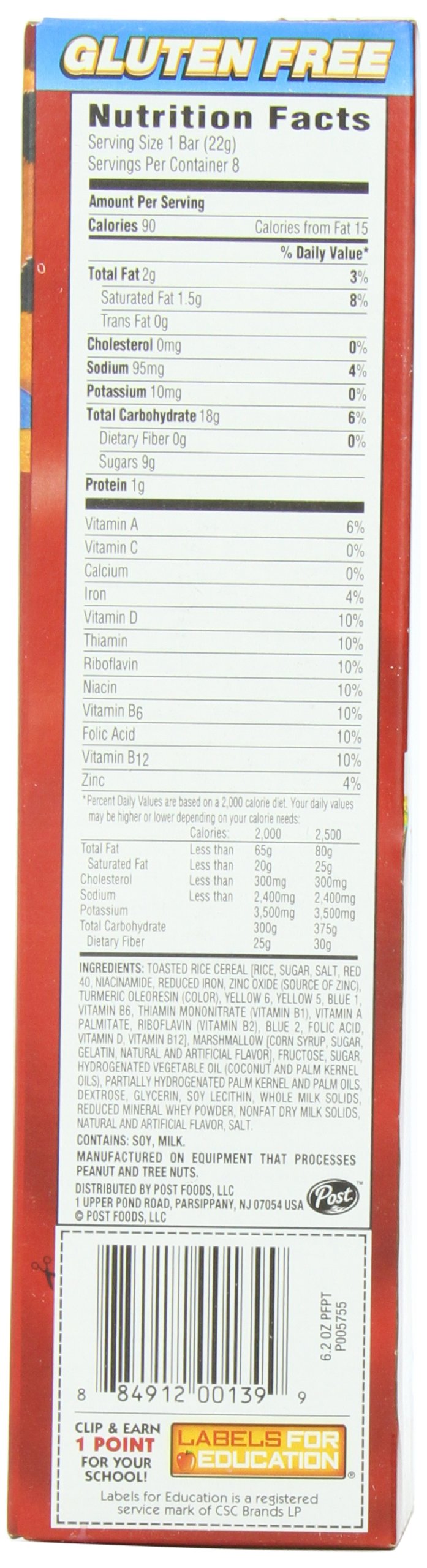 Post Fruity Pebbles Treats, barras de 0.78 oz listas para llevar