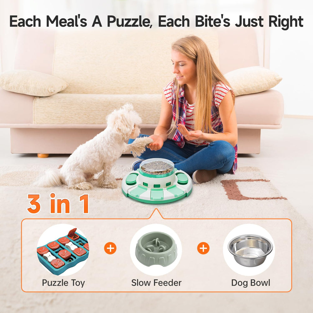 Potaroma alimentador lento para perros con tapa superior, favorece ingesta pausada.