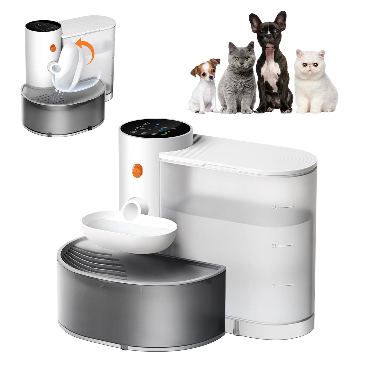Potaroma fuente para mascotas con agua fresca y continua para gatos.