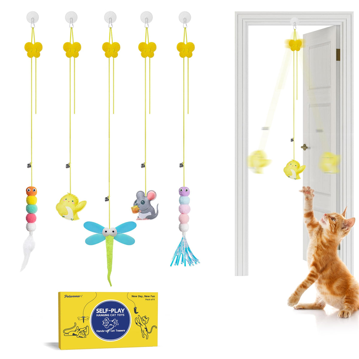 Potaroma juguete gato pluma interactivo: estimula juego libre y exploración.