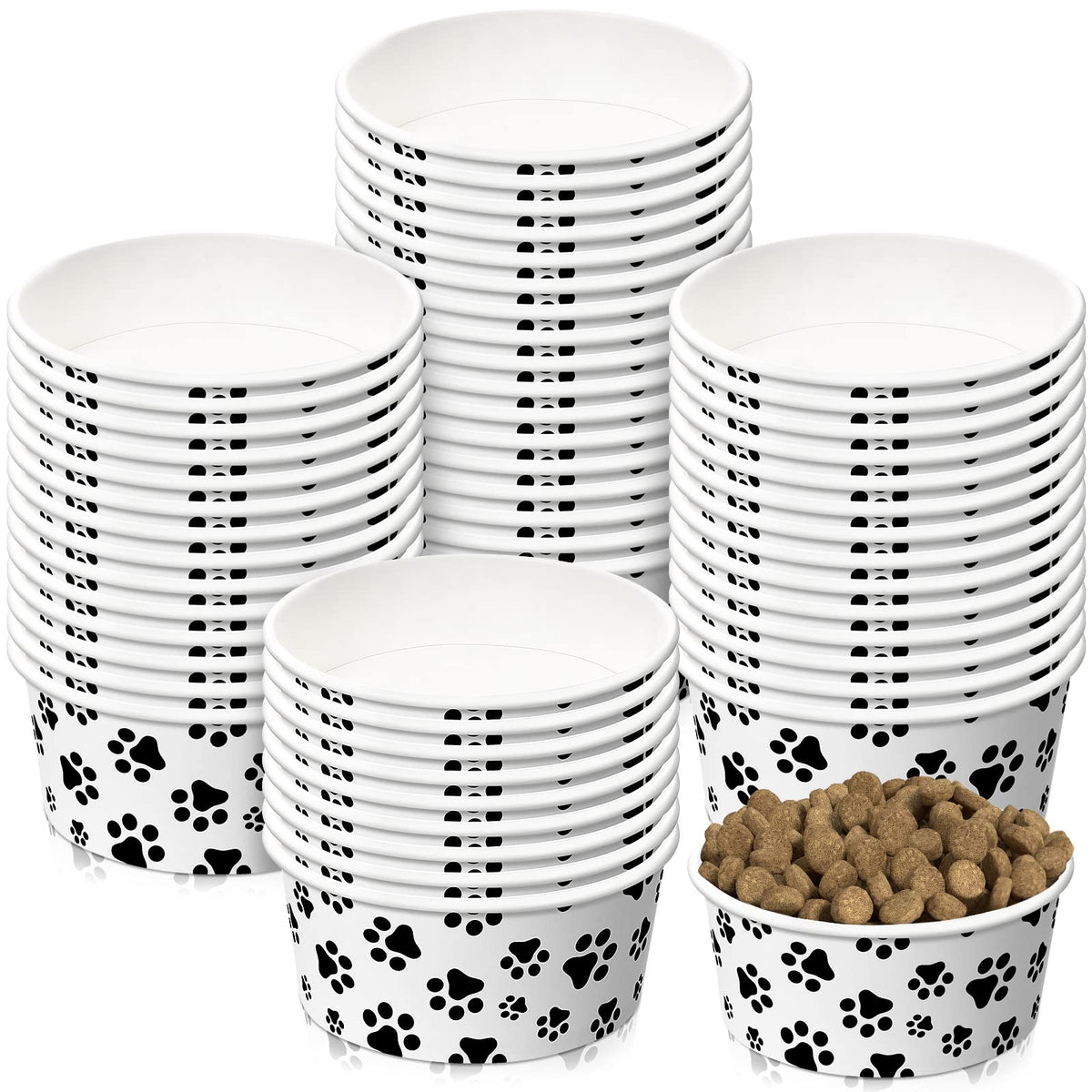 Potchen tazones desechables para perro pequeno con patron lindo, ideal para alimentar sin lavar.