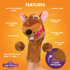 Pounce & Purr Chippy McGee con hierba gatera y hierba plata en peluche suave.