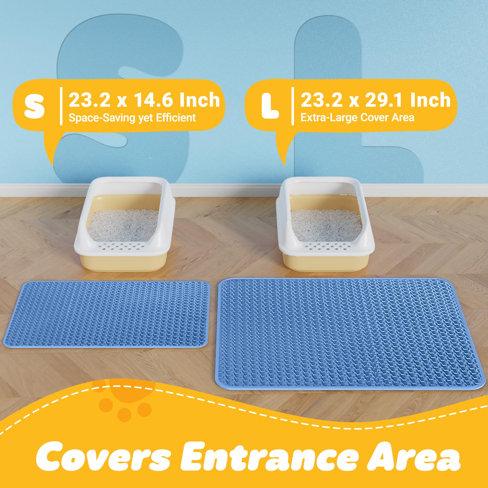 Powools alfombrilla para arena de gato, base antideslizante que protege el suelo.