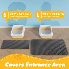Powools Alfombrilla para arena de gatos gris oscuro, detalle antideslizante que protege el suelo.
