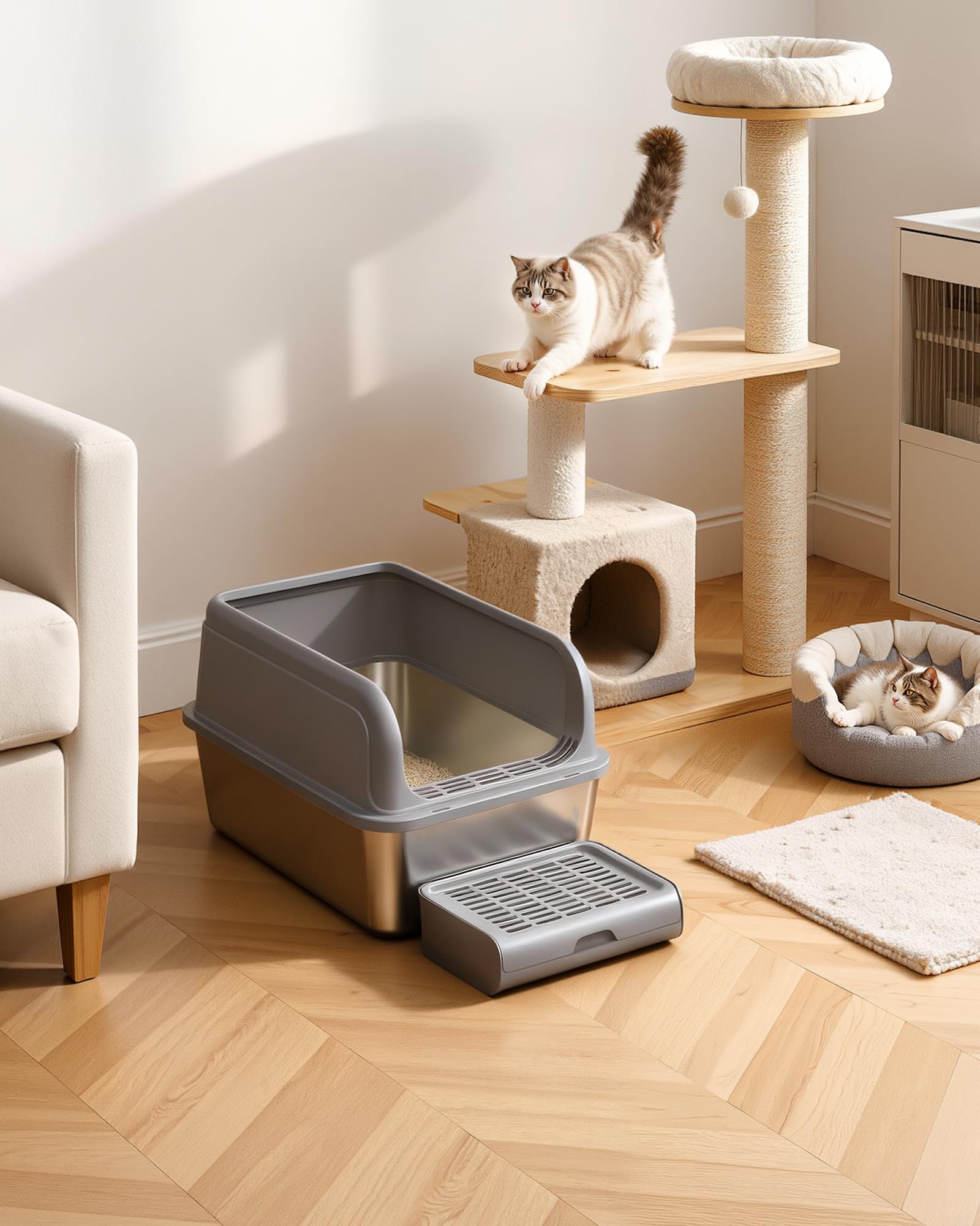 Powools caja de arena inoxidable, diseño fácil de limpieza para el hogar.