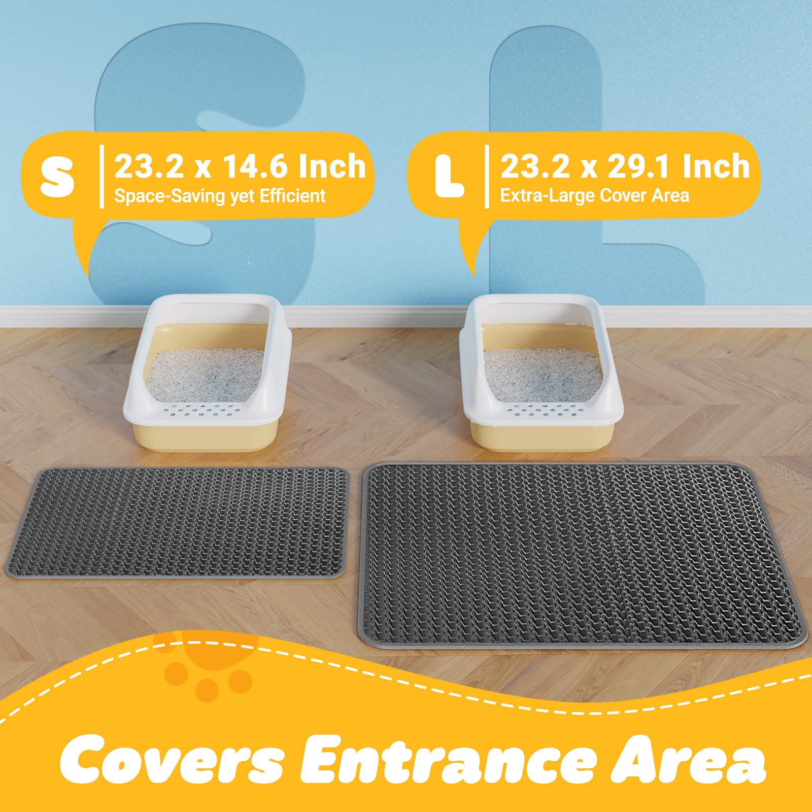 Powools alfombra para arena de gatos, base impermeable y antideslizante protege el suelo.