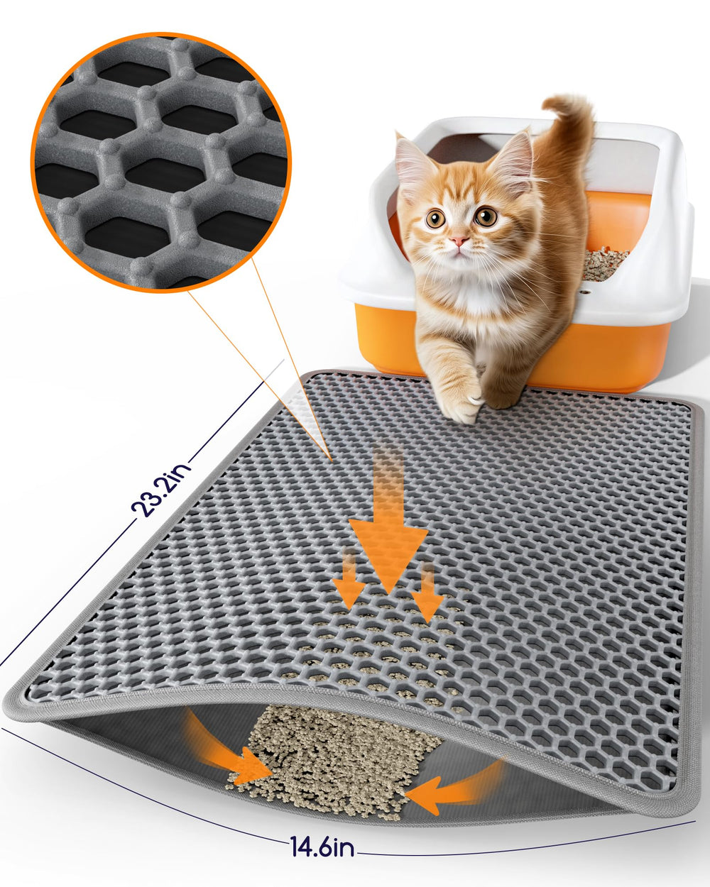 Powools Cat Litter Mat diseño envolvente facilita la limpieza sin esfuerzo