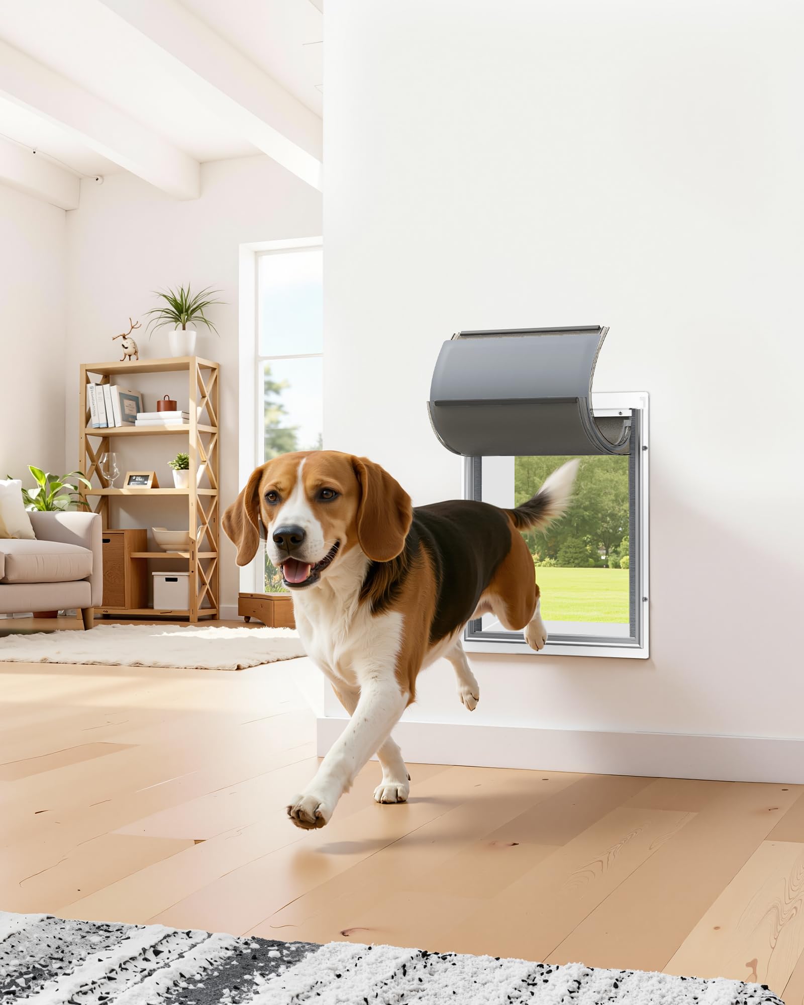Powools Puerta para perro en pared acabado blanco para interiores