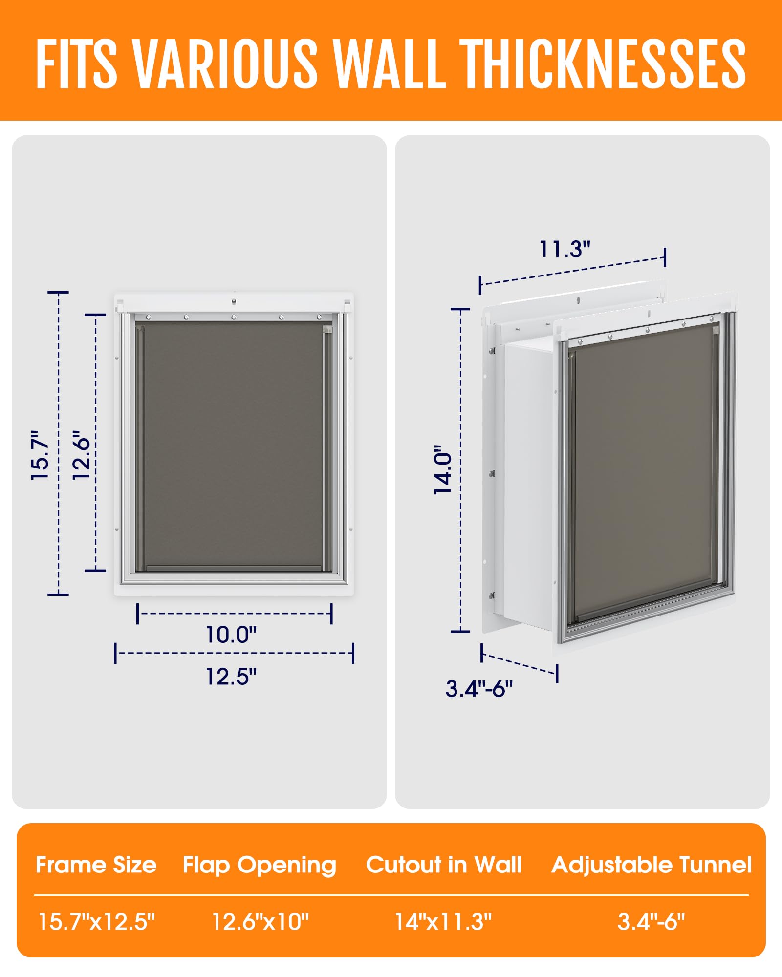 Powools Puerta para perro en pared instalación adaptable en varias superficies.