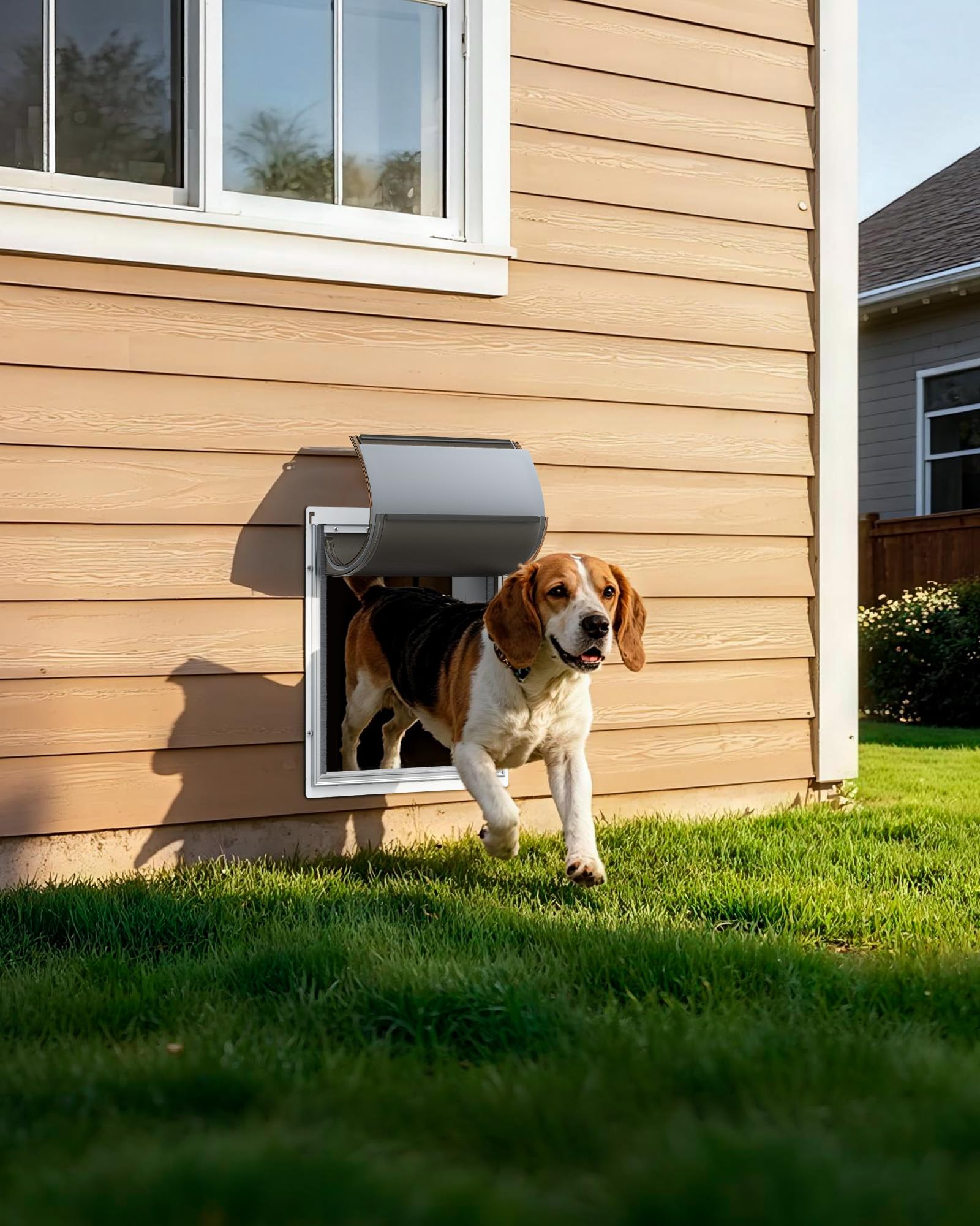 Powools Puerta para perro en pared apta para perros de hasta 45 libras.