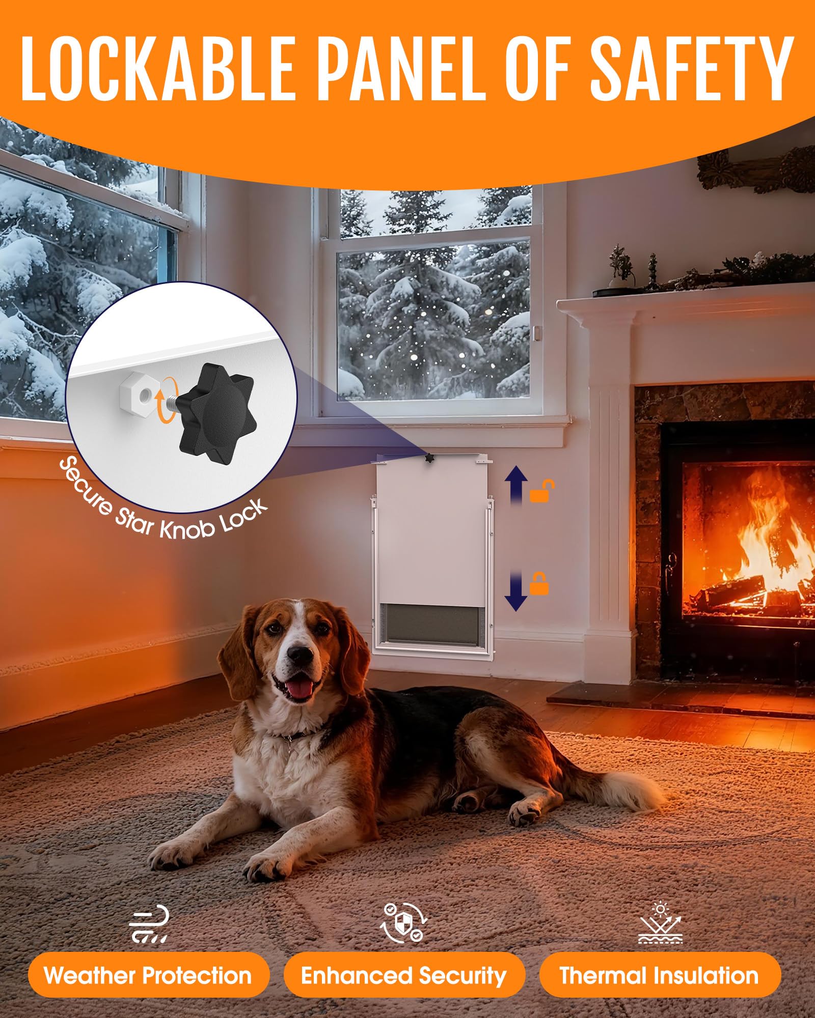 Powools Puerta para perro en pared con paneles deslizantes para control de paso.