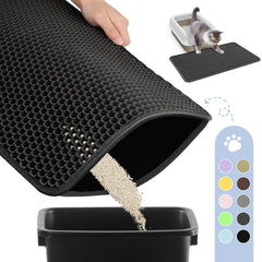 Powools tapete para arena de gato con capa doble hexagonal, atrapa arena y facilita reciclaje.