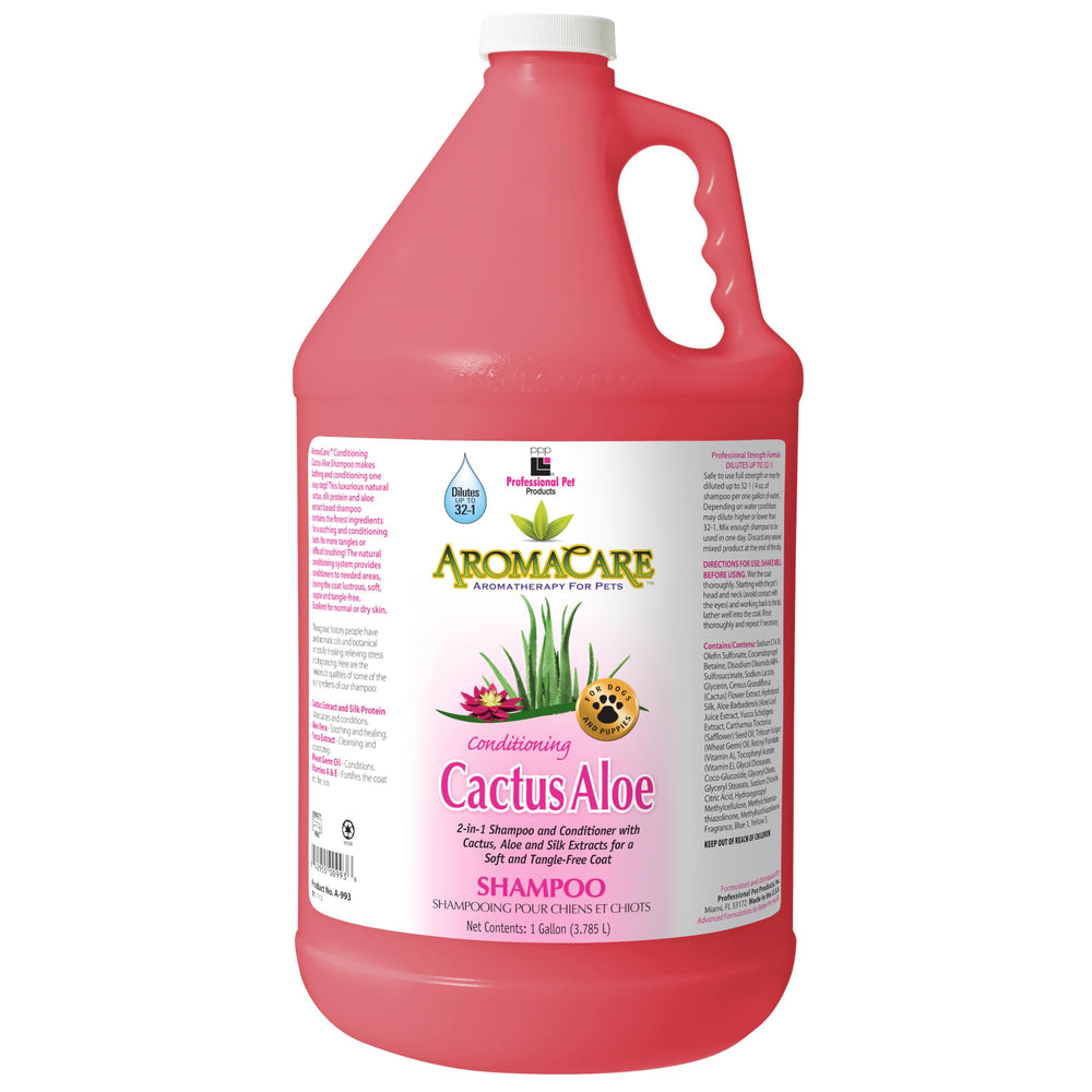 PPP AromaCare champú cactus para perros, botella 1 galón, limpieza suave y aromaterapia para el pelaje