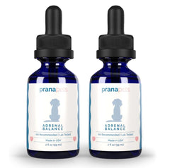 PranaPets Adrenal Balance gotas: administrar fácilmente para apoyar equilibrio hormonal canino.