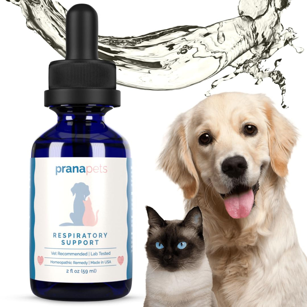 PranaPets Apoyo respiratorio diario para perros, frasco, uso cotidiano.