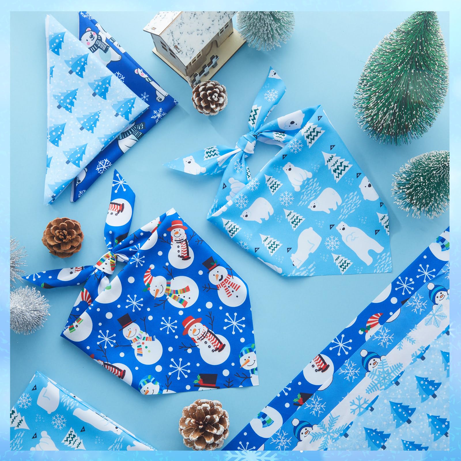 Bandana Preboun con copos de nieve, útil como bib o pañuelo