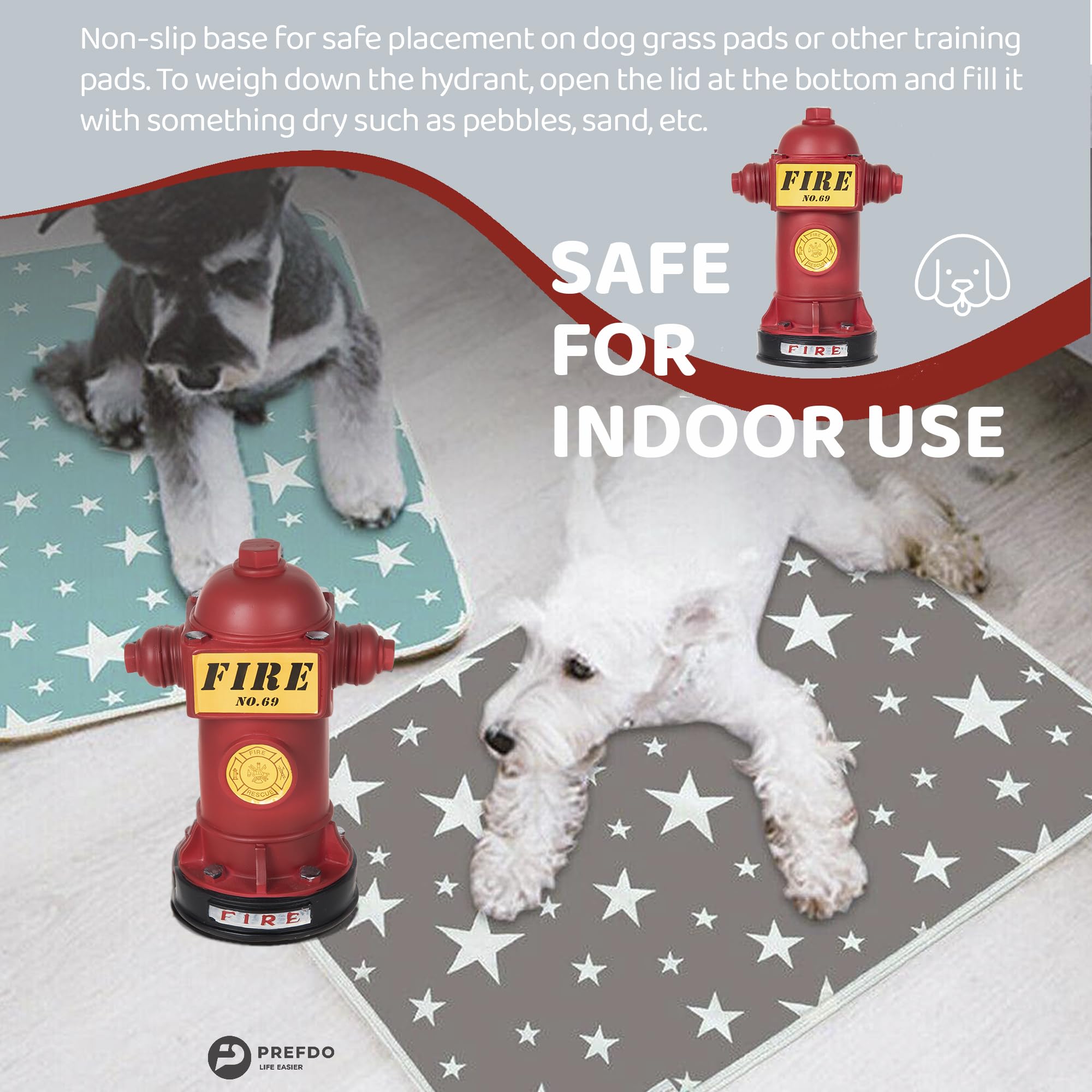 Prefdo hidrante para perros, uso en interiores, fácil de mover y limpiar.