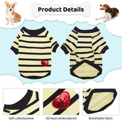 Preferhouse camiseta para perro rayas beige, vista de perfil