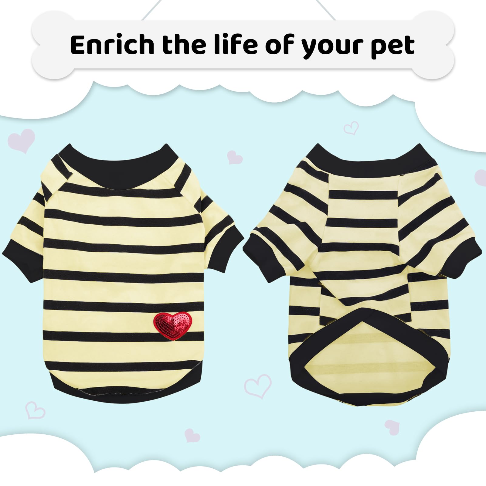 Presentación de regalo de camiseta para perro rayas beige de Preferhouse