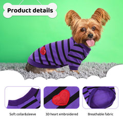 Detalle con corazones de la camiseta rayas Preferhouse para perros.
