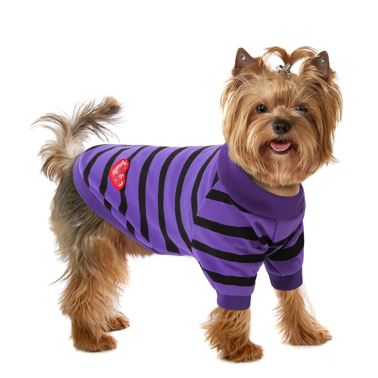 Camiseta rayas Preferhouse para perros, vista frontal, cómodo paseo.
