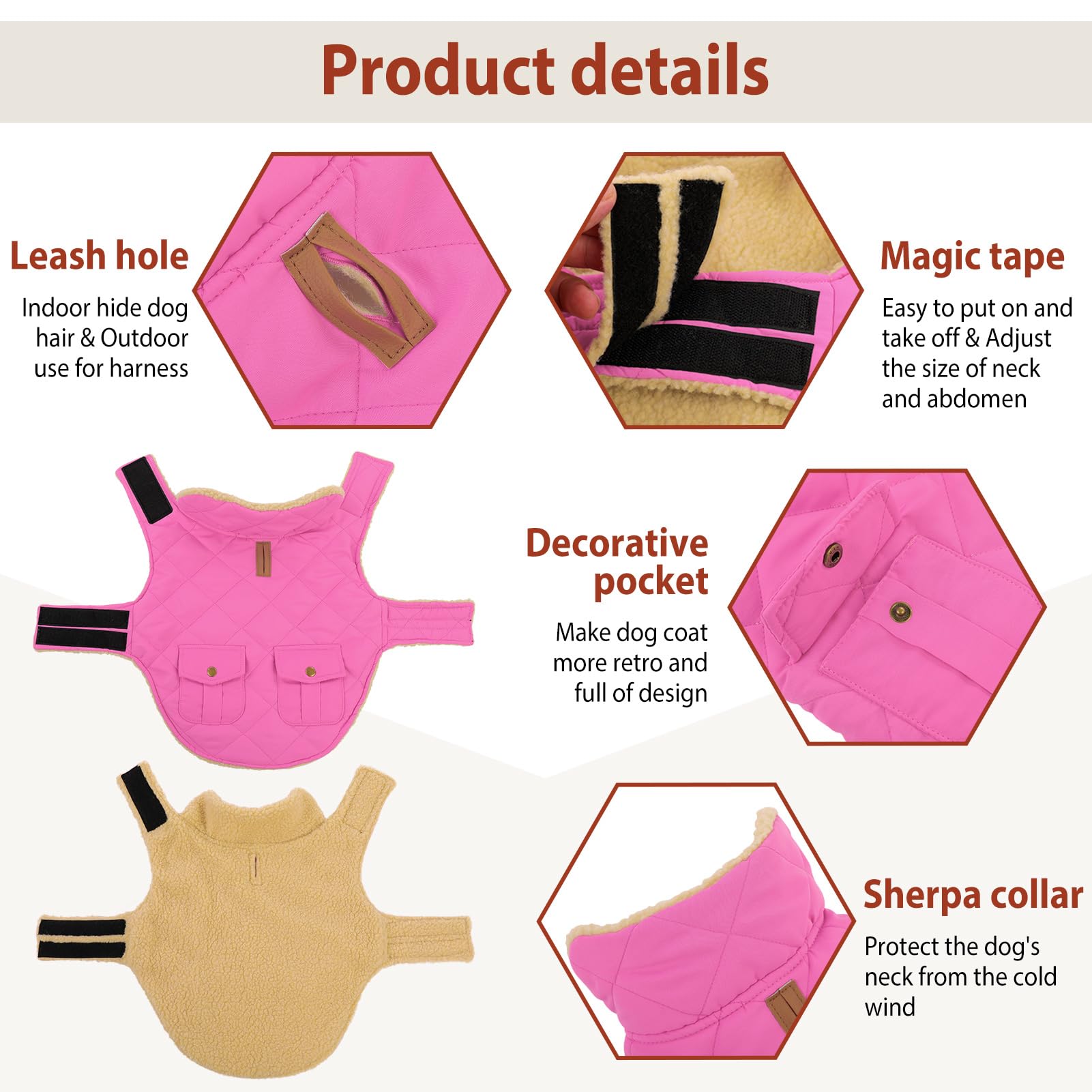 Preferhouse capa perro rosa XL interior felpa cálida