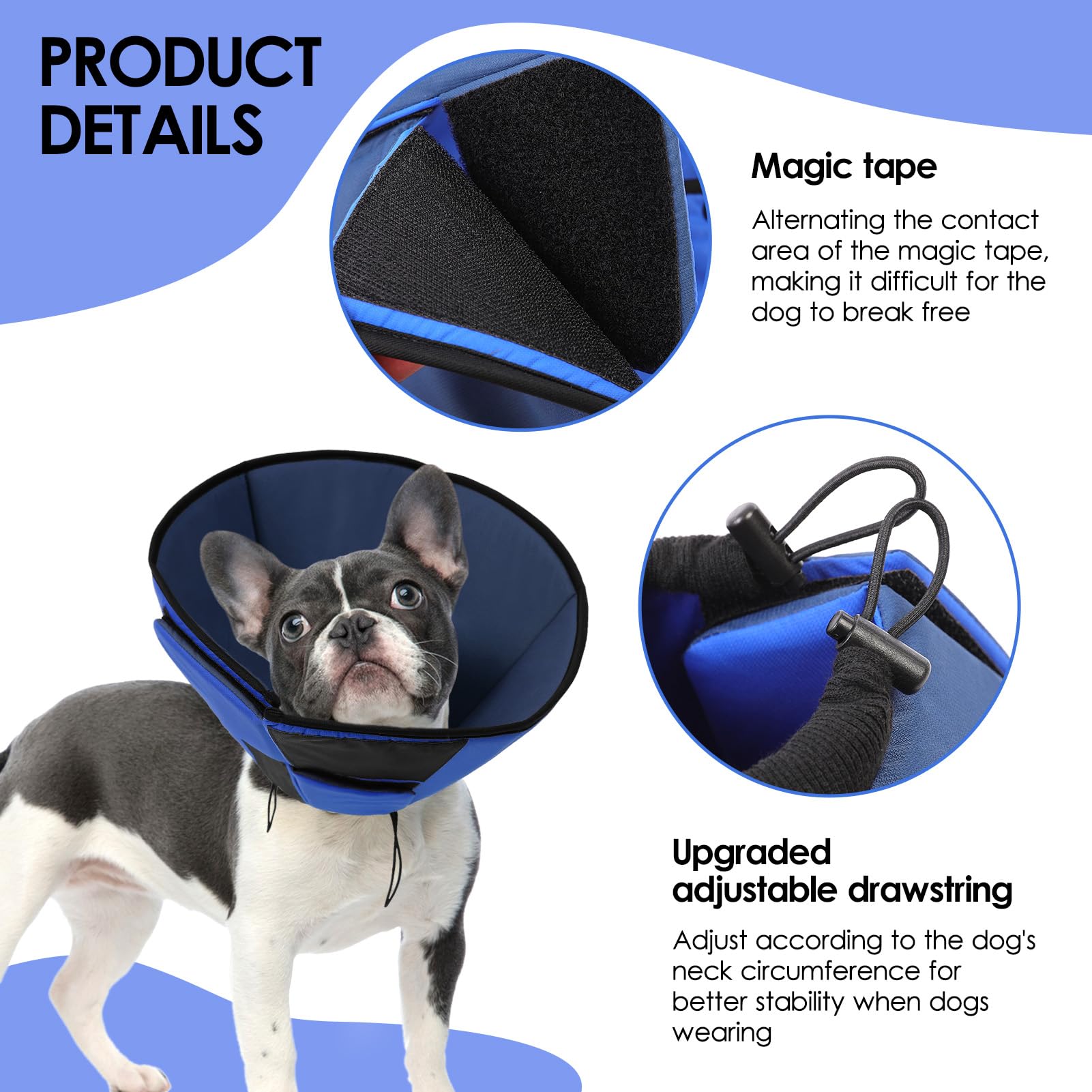 Preferhouse cono suave para descanso del perro grande en azul.