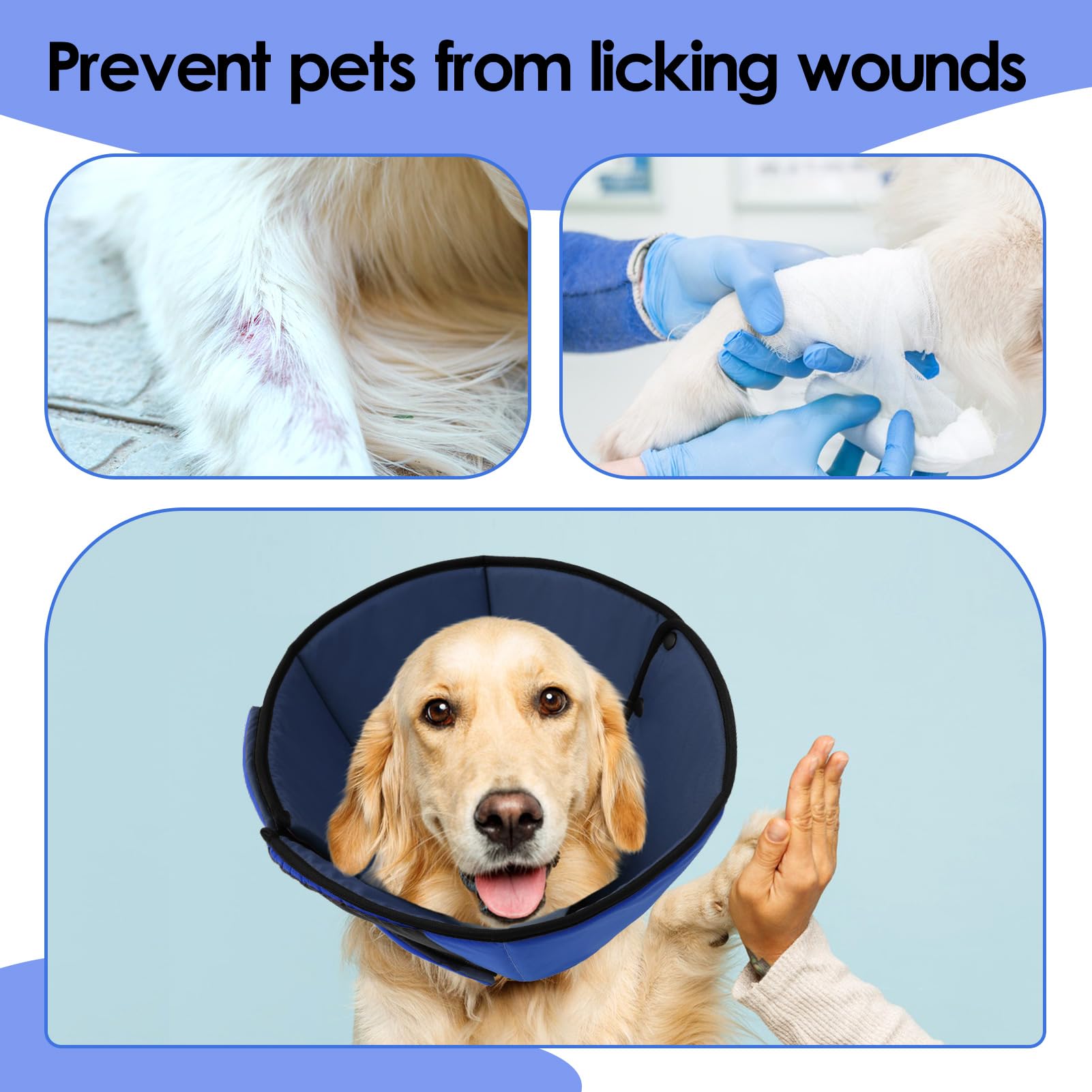 Preferhouse cono de recuperación azul para postoperatorio de perros grandes.
