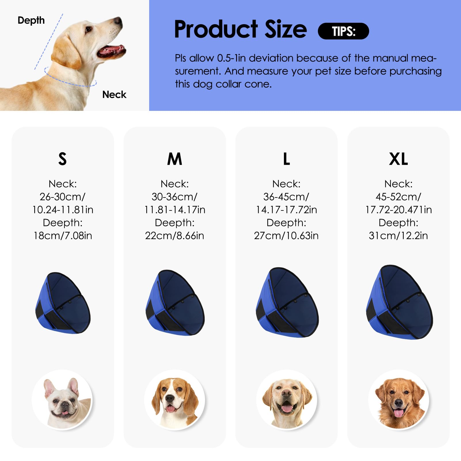 Preferhouse cono transpirable de material suave para perro grande.