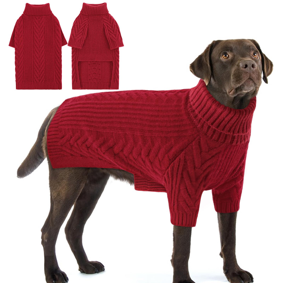 Preferhouse suéter perro grande, cuello alto, cálido para paseos fríos.