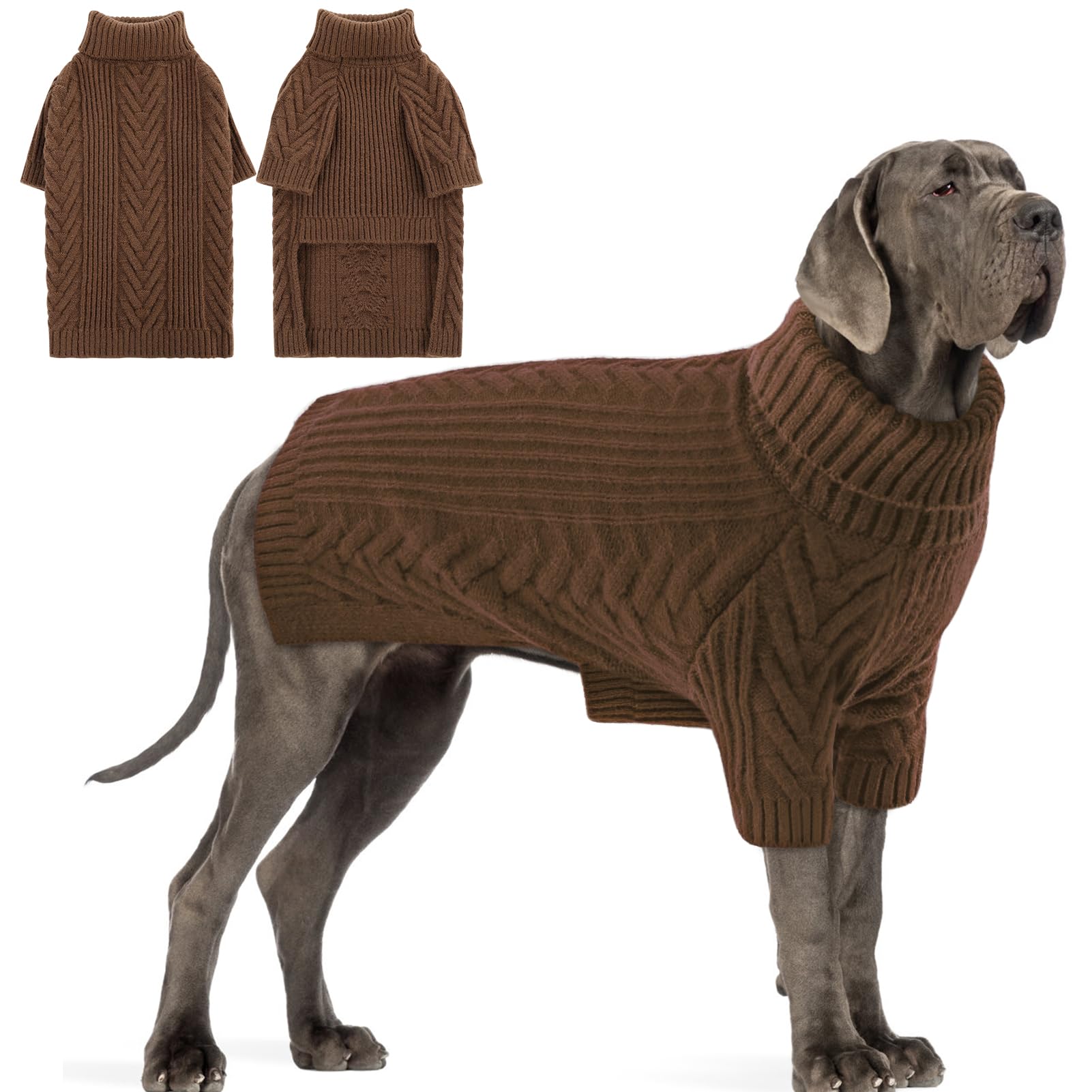 Preferhouse suéter para perro con cuello alto, cálido para días fríos.