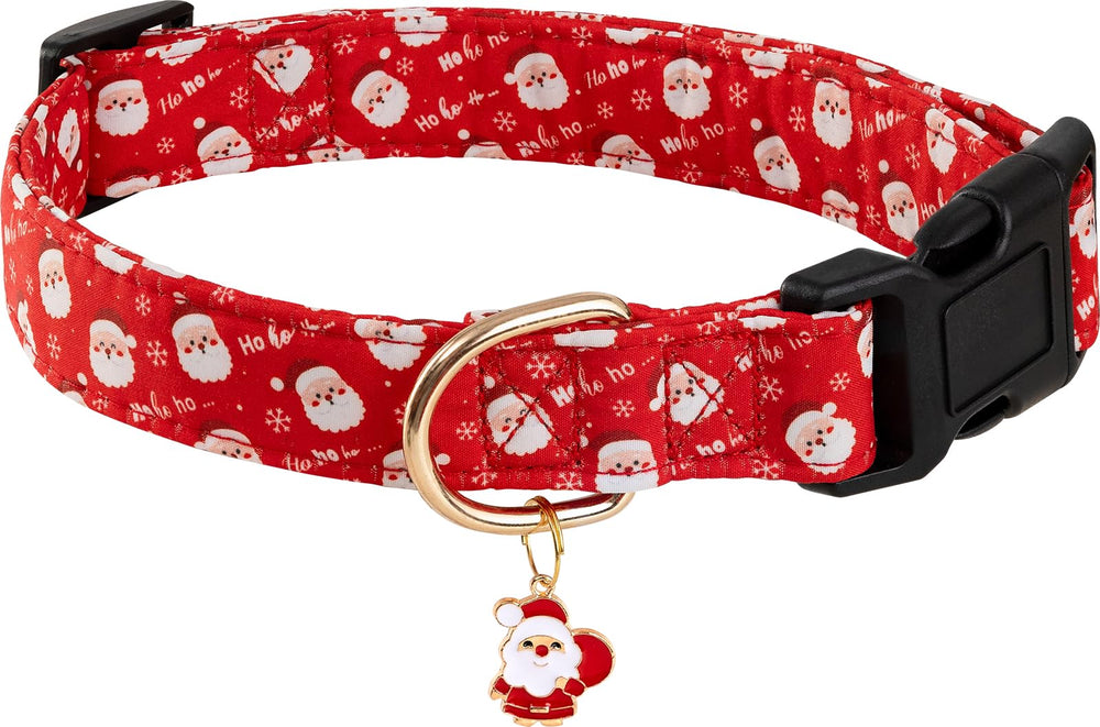 Collar PREHAI de Navidad con Santa para perro rojo, ideal para fotos festivas.