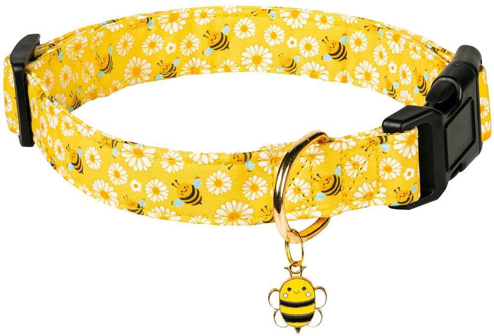 PREHAI collar de algodón amarillo abeja, suave y cómodo para paseos diarios.