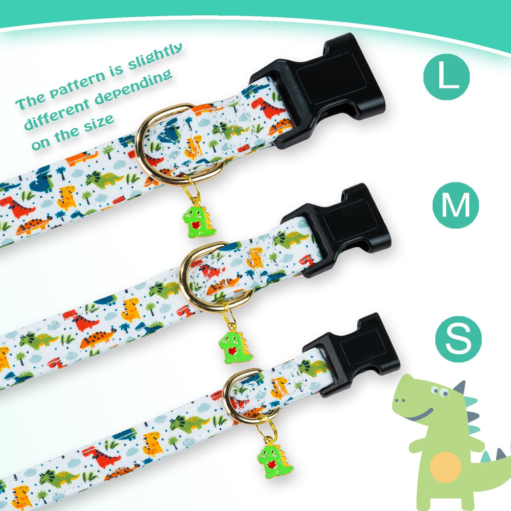 Collar PREHAI con cierre seguro, dinosaurio blanco, perfecto para paseos.
