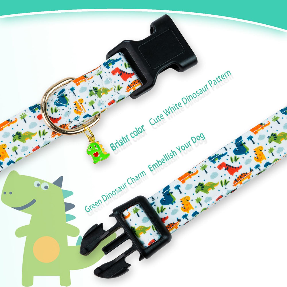 Collar PREHAI para talla pequeña, dinosaurio blanco, ideal para cachorros.