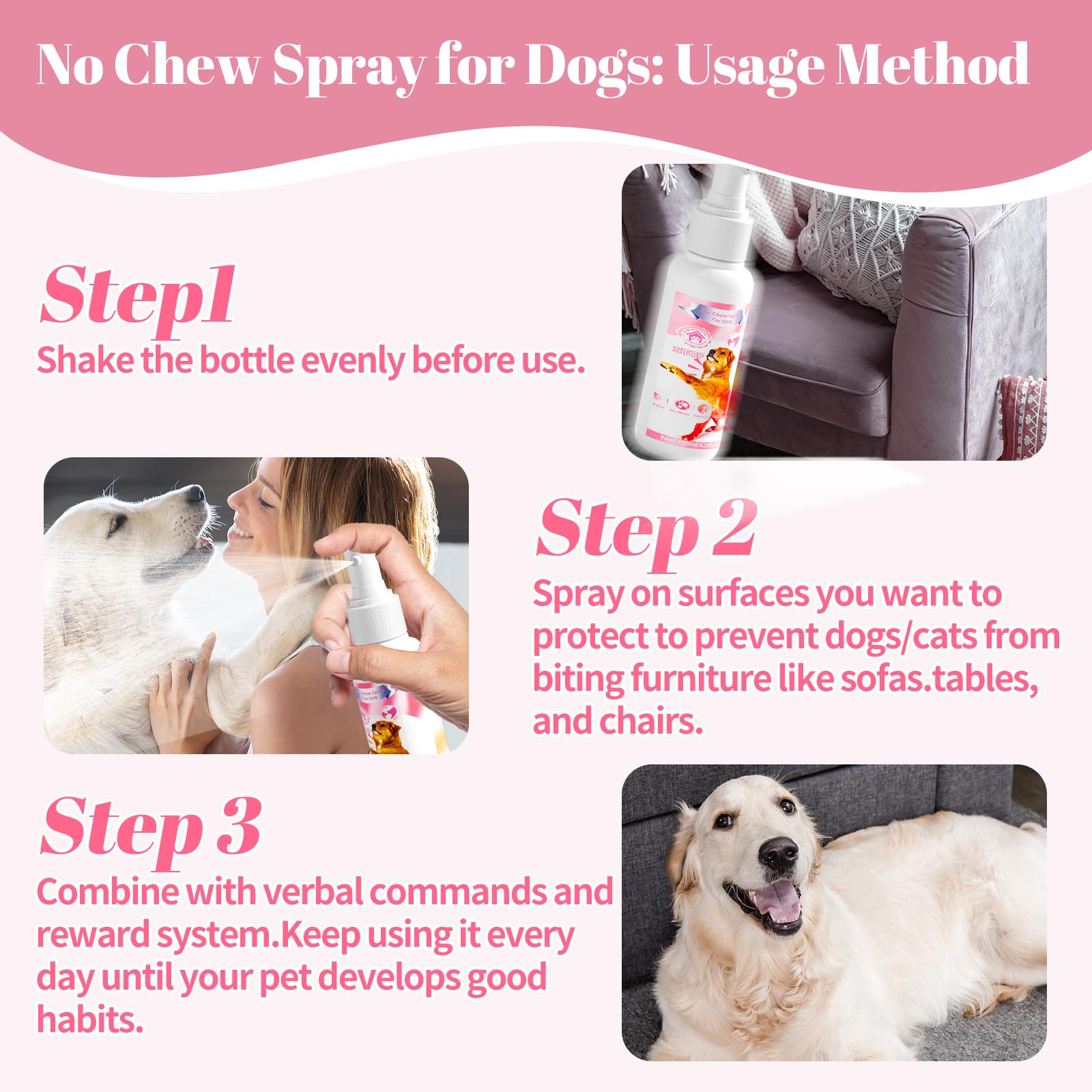 Premier Pet Bitter Apple Spray muestra ingredientes naturales y ausencia de alcohol