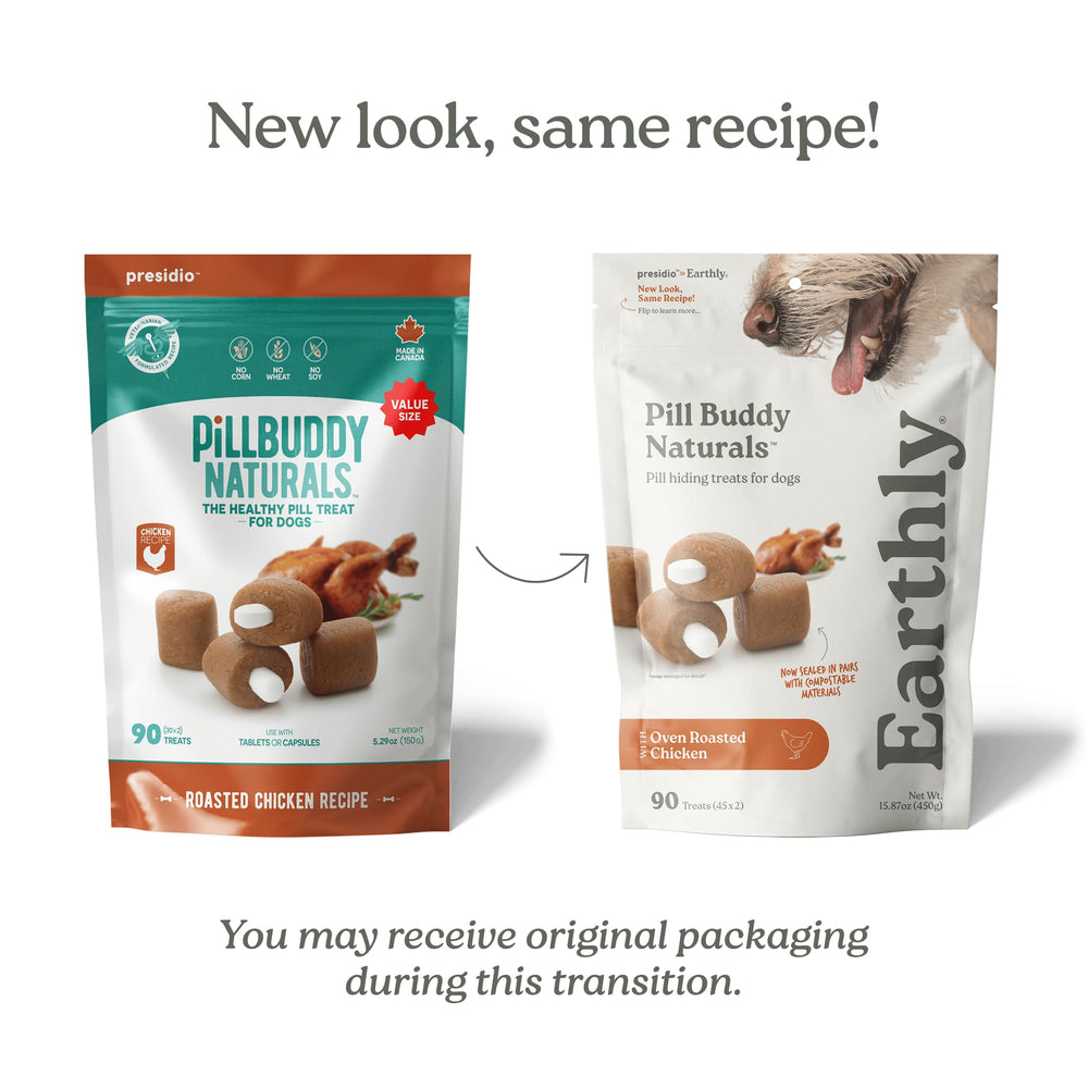 Presidio Earthly Pill Buddy Naturals, receta sin pollo para alergias