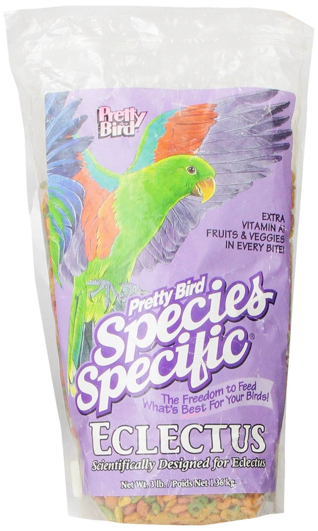 Pretty Bird al alimento especial Eclectus, bocados medios con fructosa, ideal para dieta diaria.