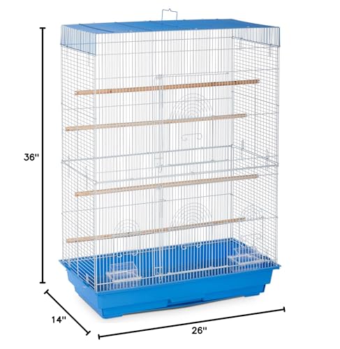 Prevue Pet Products jaula de vuelo azul y blanco, fácil acceso para limpieza y alimentación.