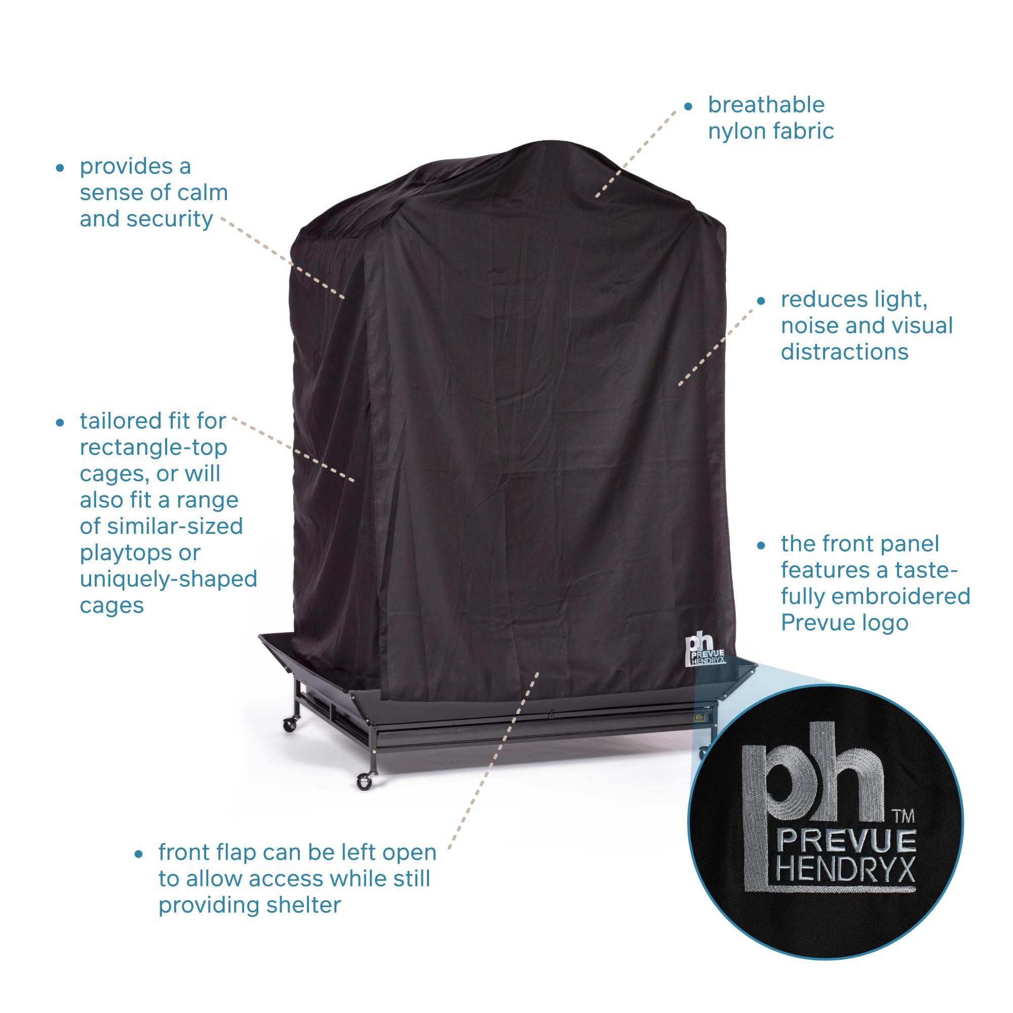 PH Prevue Hendryx Prevue Pet Extra Large cubrejaula – dorso mostra la cobertura total