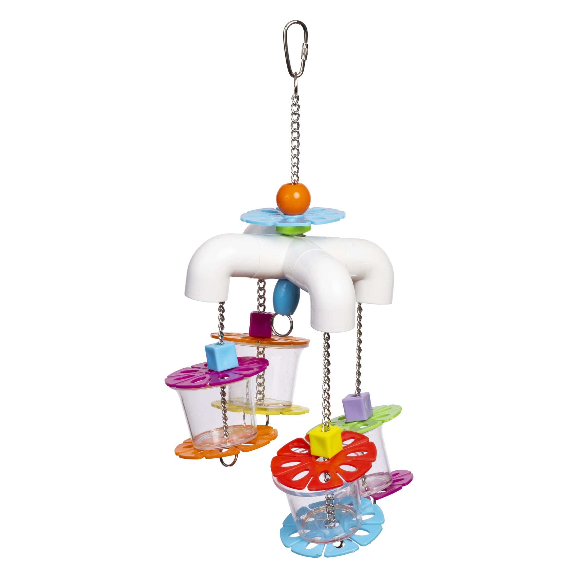 Sink 'n Seek de Prevue: cadena metálica segura para aves que estimula la exploración.