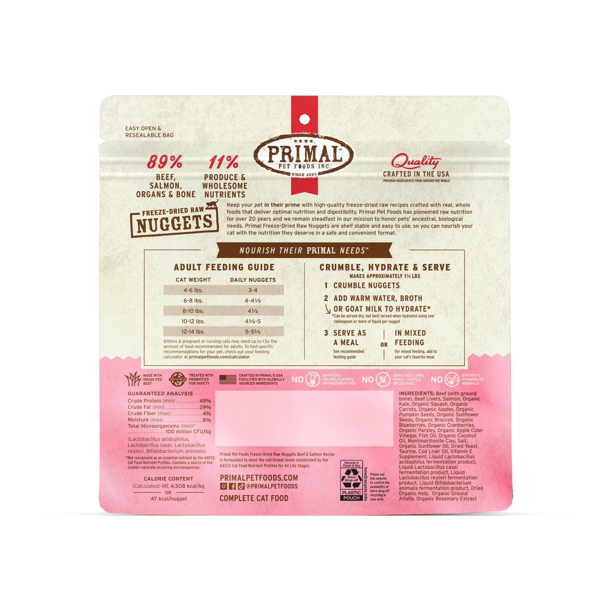Primal Pet Foods completa y equilibrada: apta como comida principal o topper.