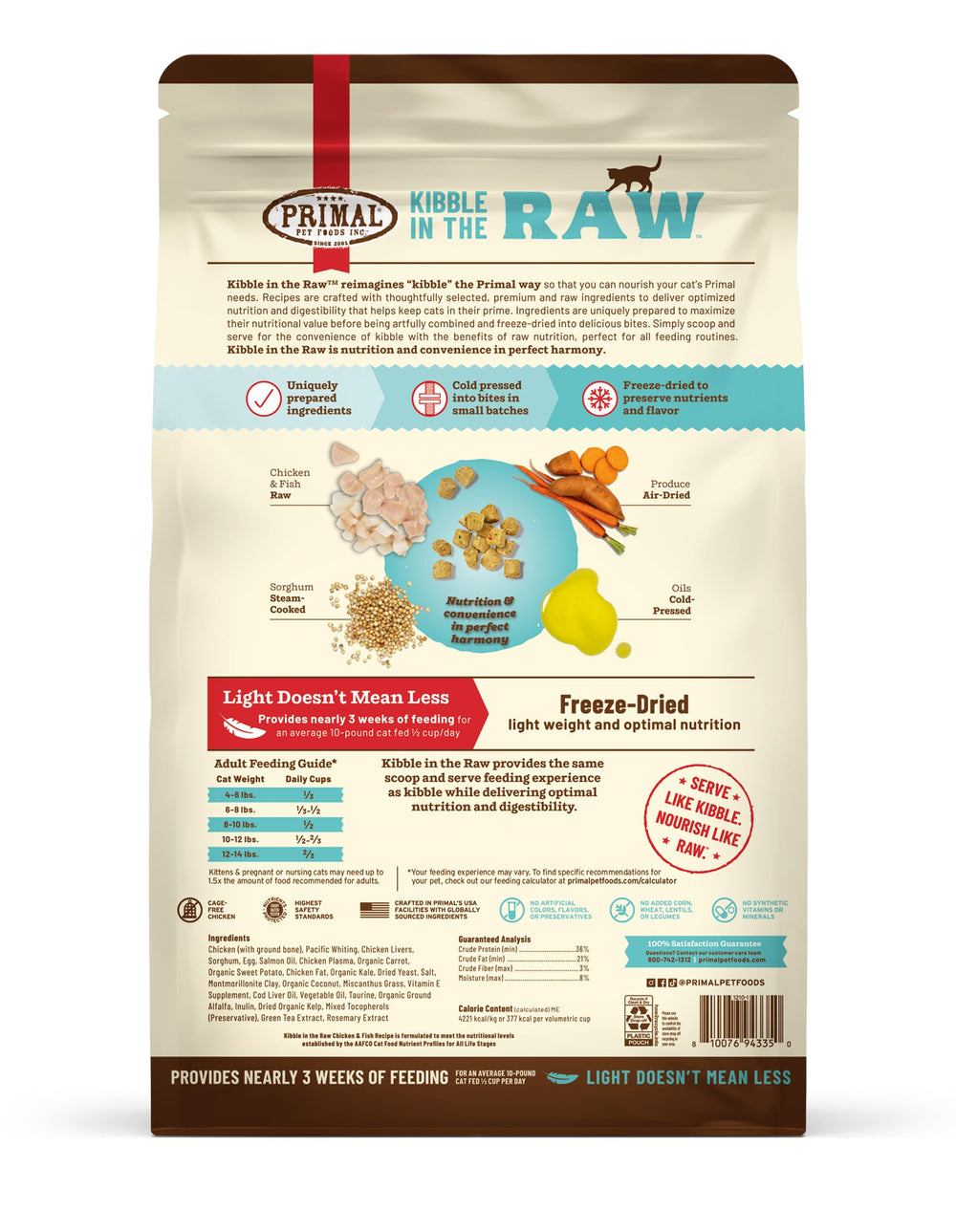 Primal croquetas crudas, apoyo a la vitalidad felina con proteína real.