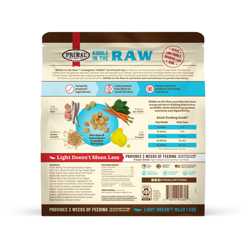 Primal Kibble en la Cruda: sabor intenso gracias a ingredientes naturales.